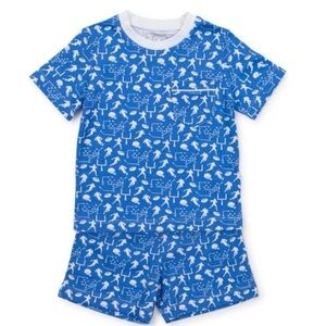 Lila and Hayes Blue/White Football Charles Short Set size youth 9